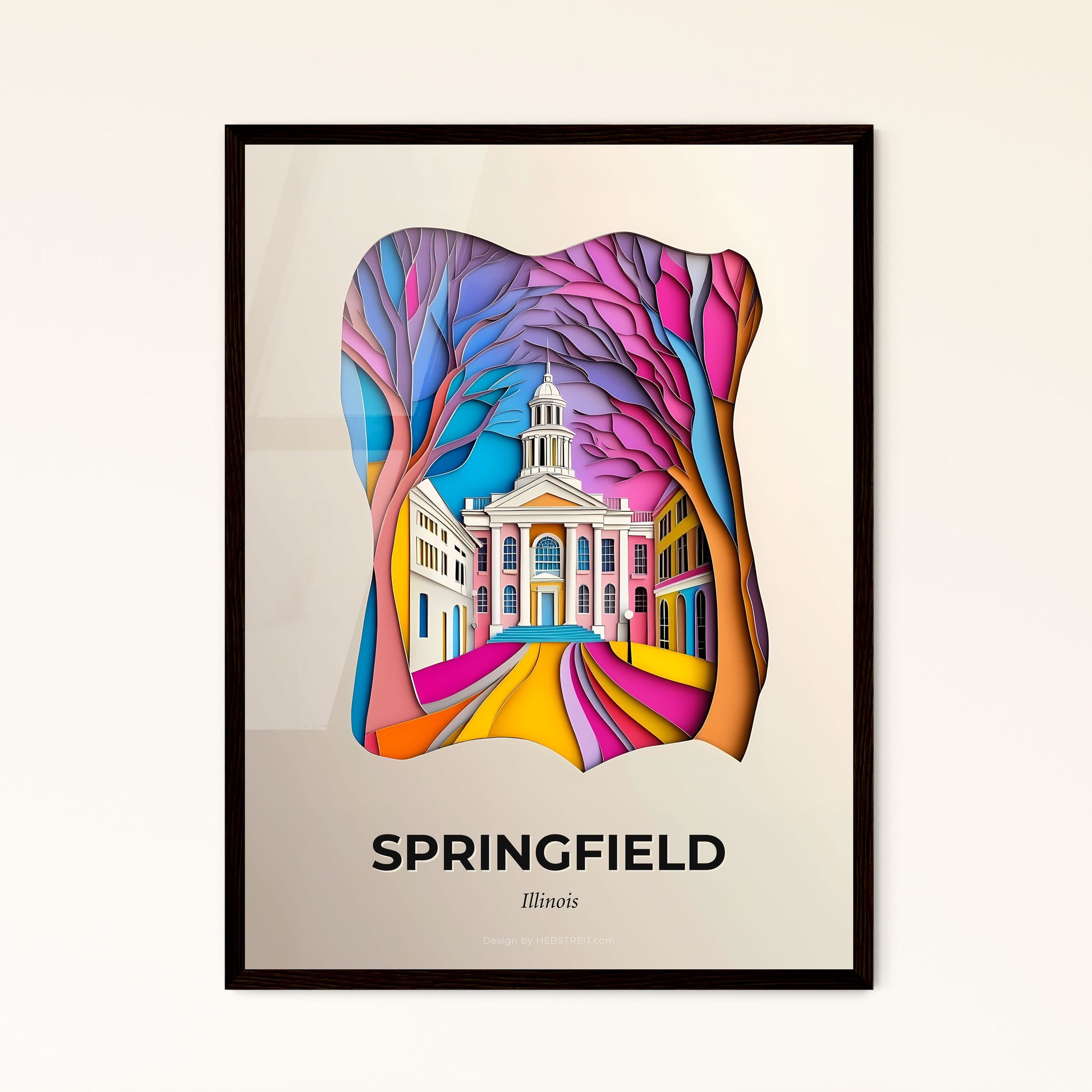 Vivid Springfield, Illinois - a paper cut of a building with a clock tower