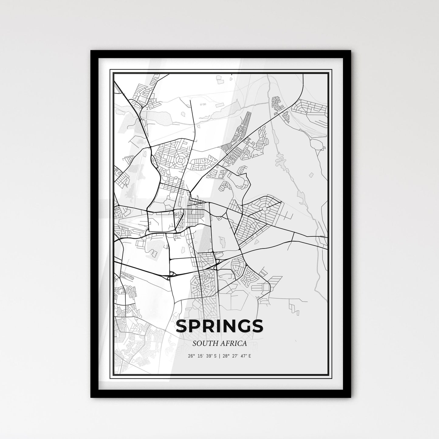 Springs South Africa - Scandinavian Style City Map for Modern Home Decor