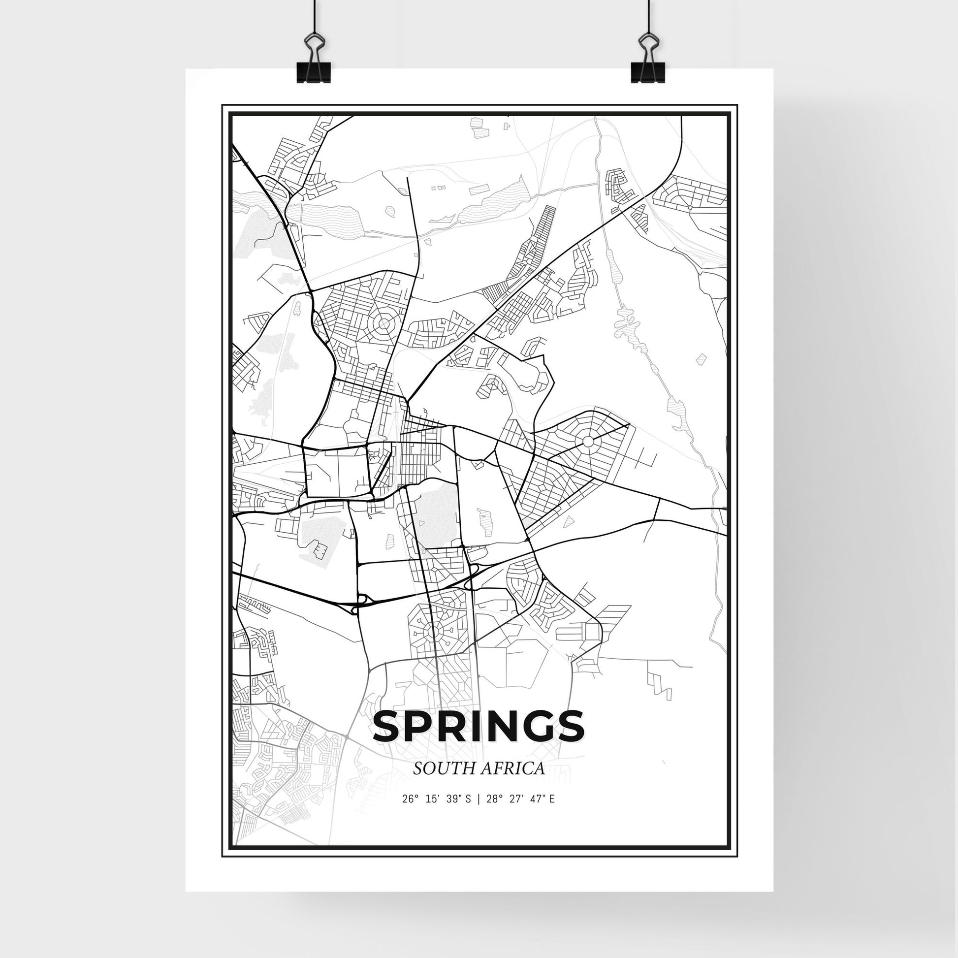 Springs South Africa - Premium City Map Poster