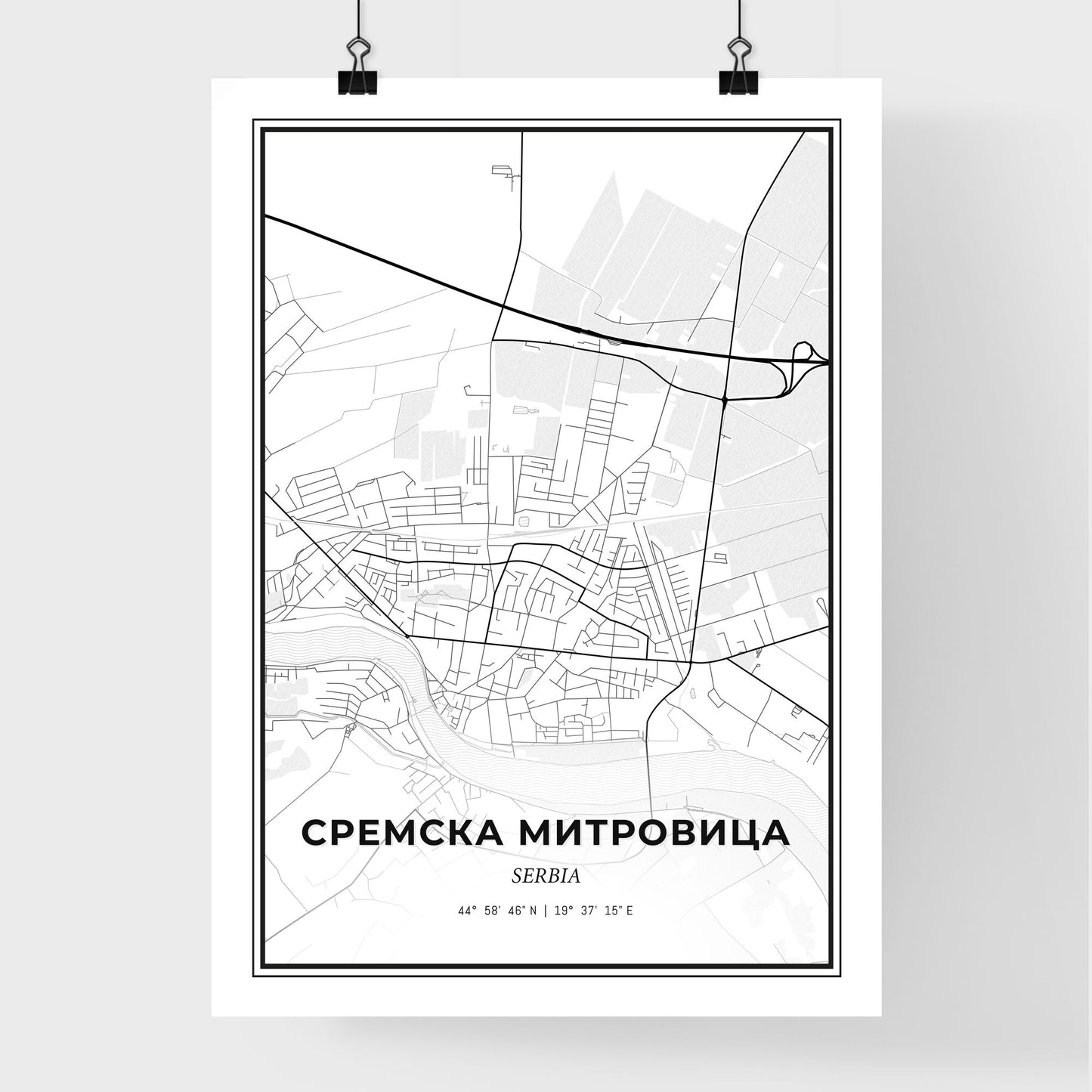 Sremska Mitrovica Serbia - Premium City Map Poster