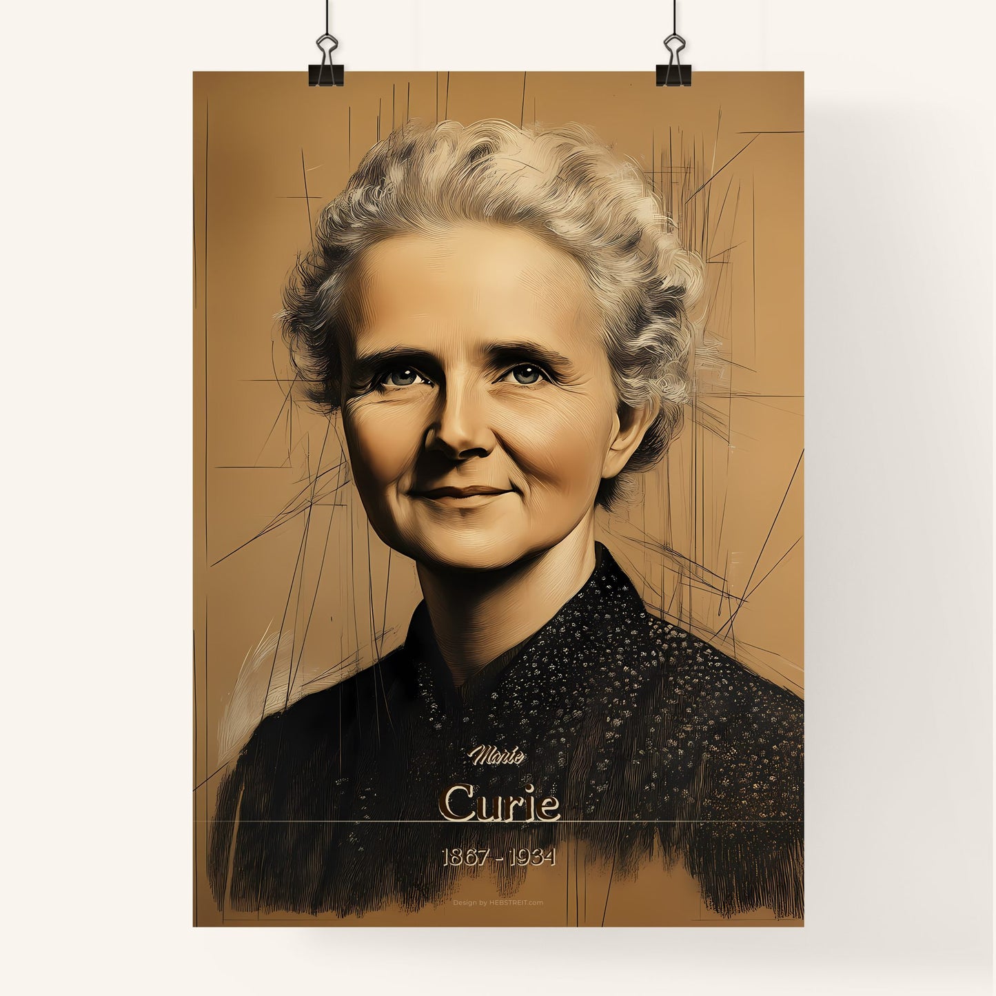 Marie, Curie, 1867 - 1934, A Poster of a woman with white hair