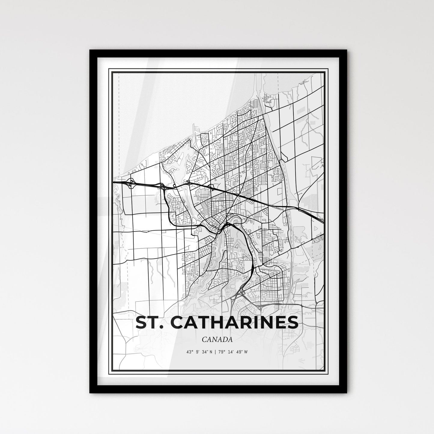 St. Catharines Canada - Scandinavian Style City Map for Modern Home Decor