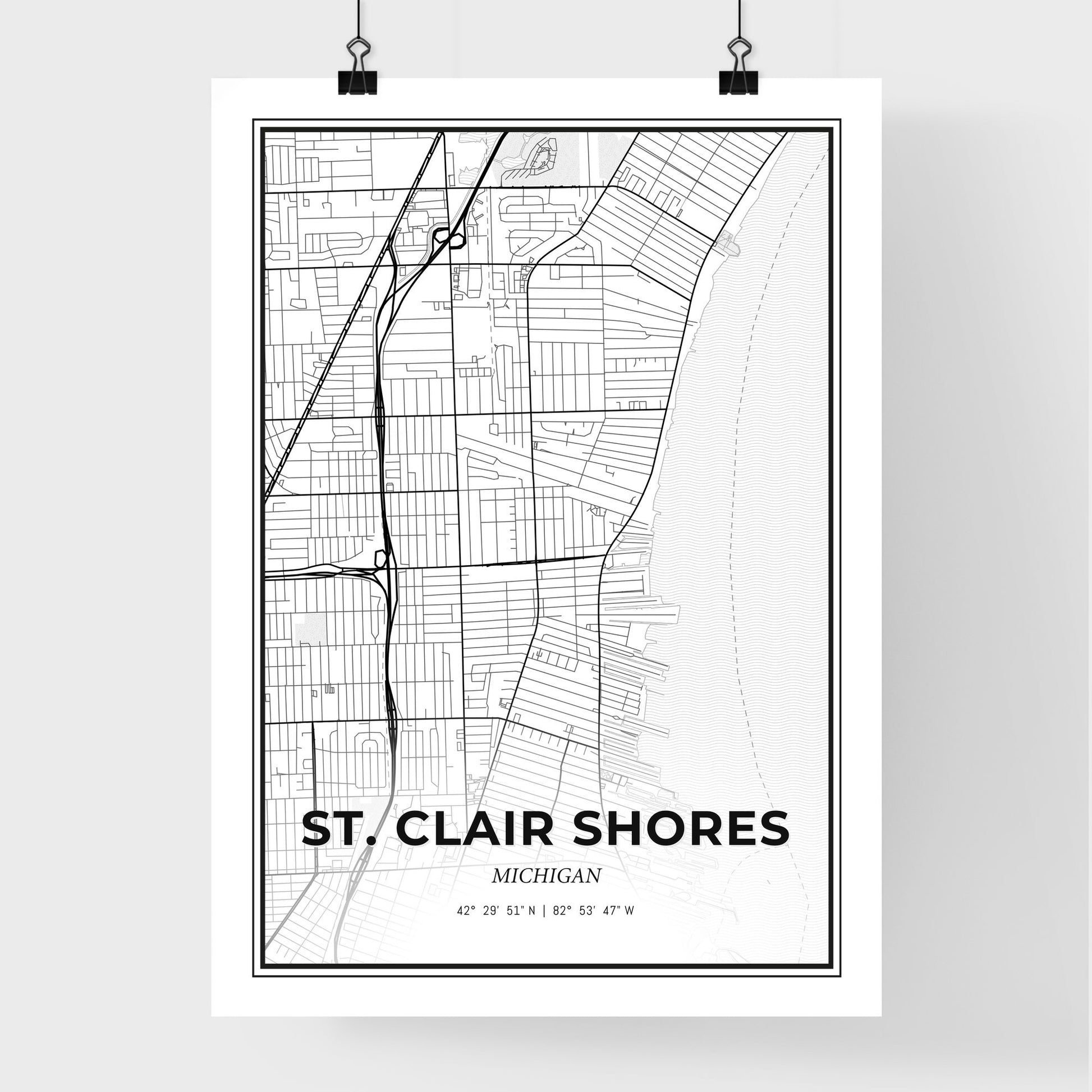 St. Clair Shores Michigan - Premium City Map Poster