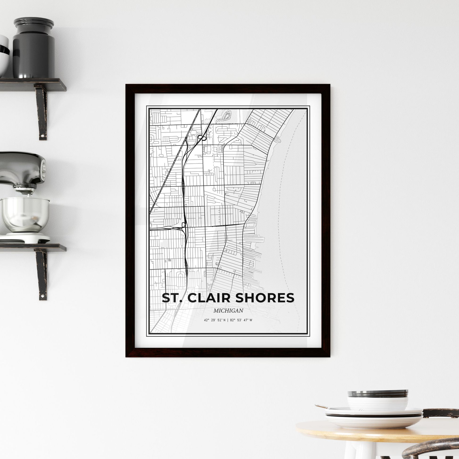 St. Clair Shores Michigan - Minimal City Map