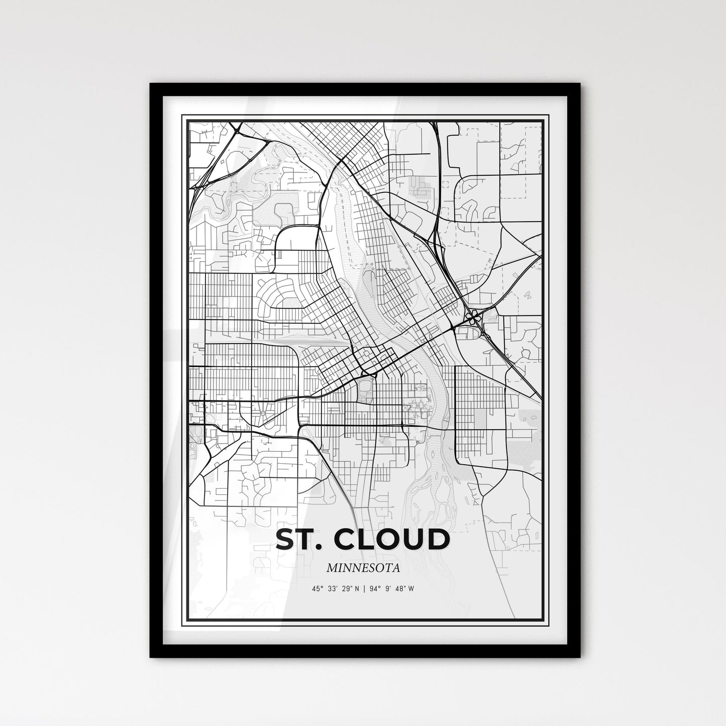 St. Cloud Minnesota - Scandinavian Style City Map for Modern Home Decor