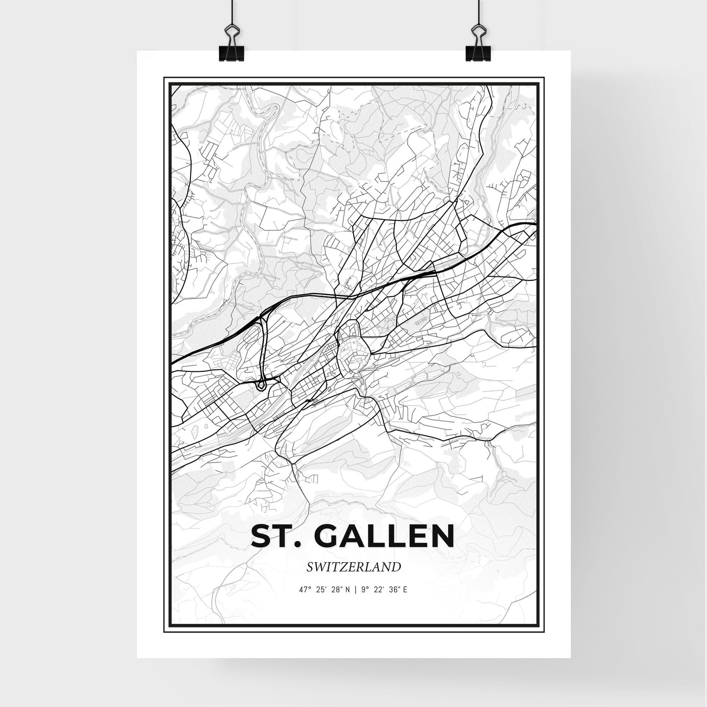 St. Gallen Switzerland - Premium City Map Poster