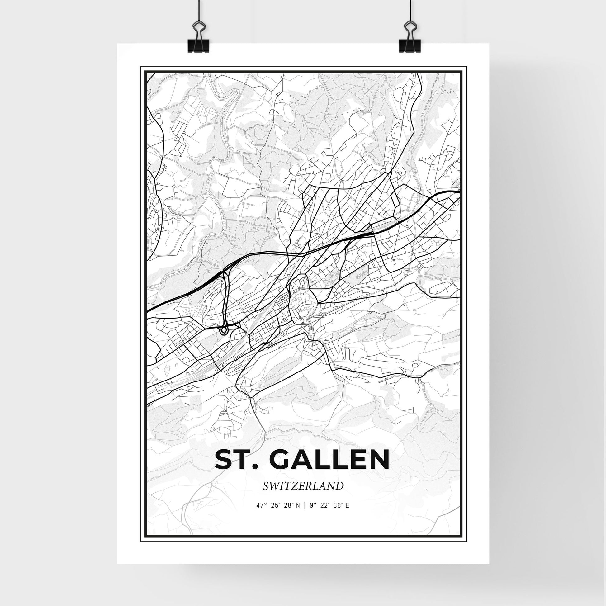 St. Gallen Switzerland - Premium City Map Poster