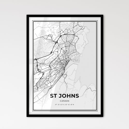 St Johns Canada - Scandinavian Style City Map for Modern Home Decor