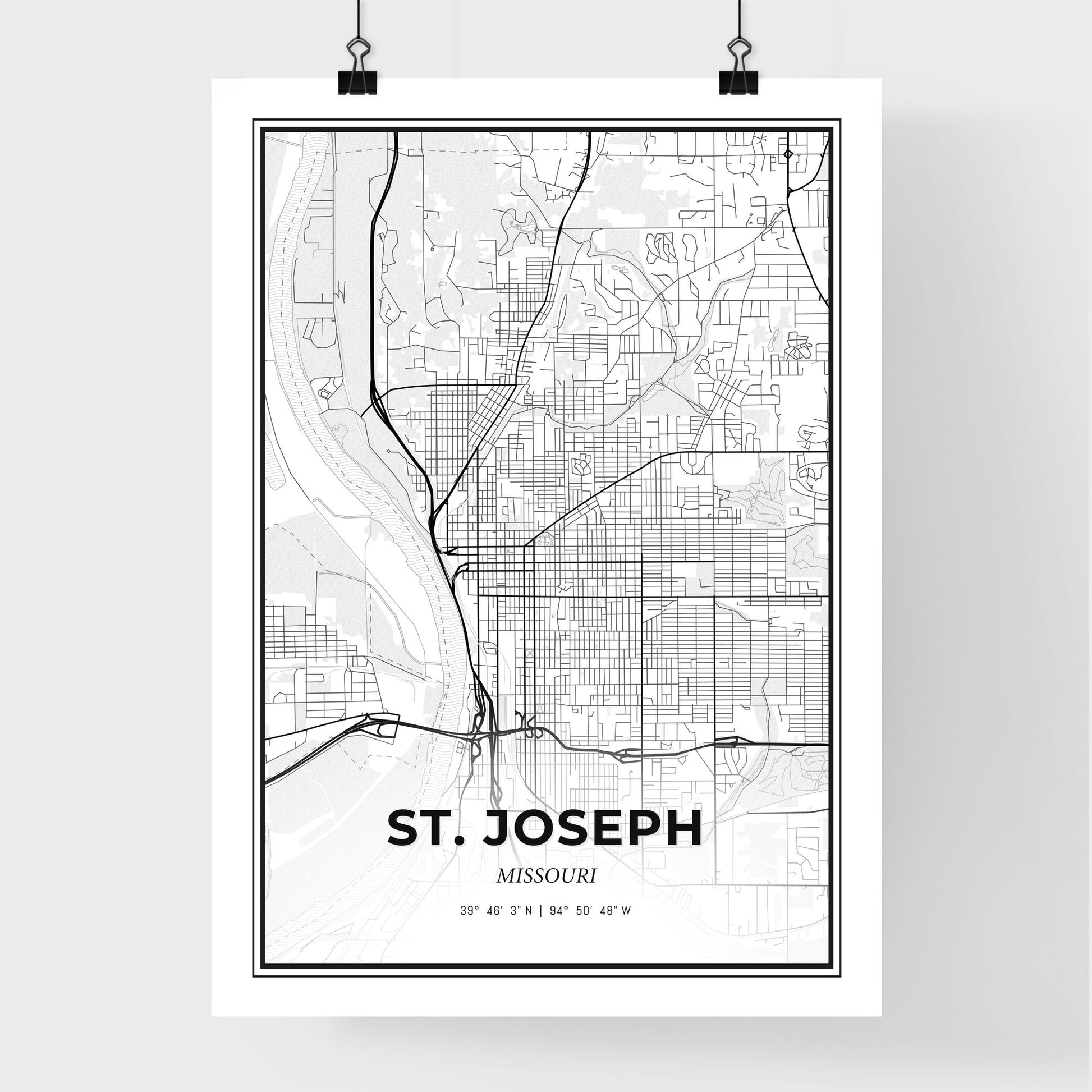 St. Joseph Missouri - Premium City Map Poster