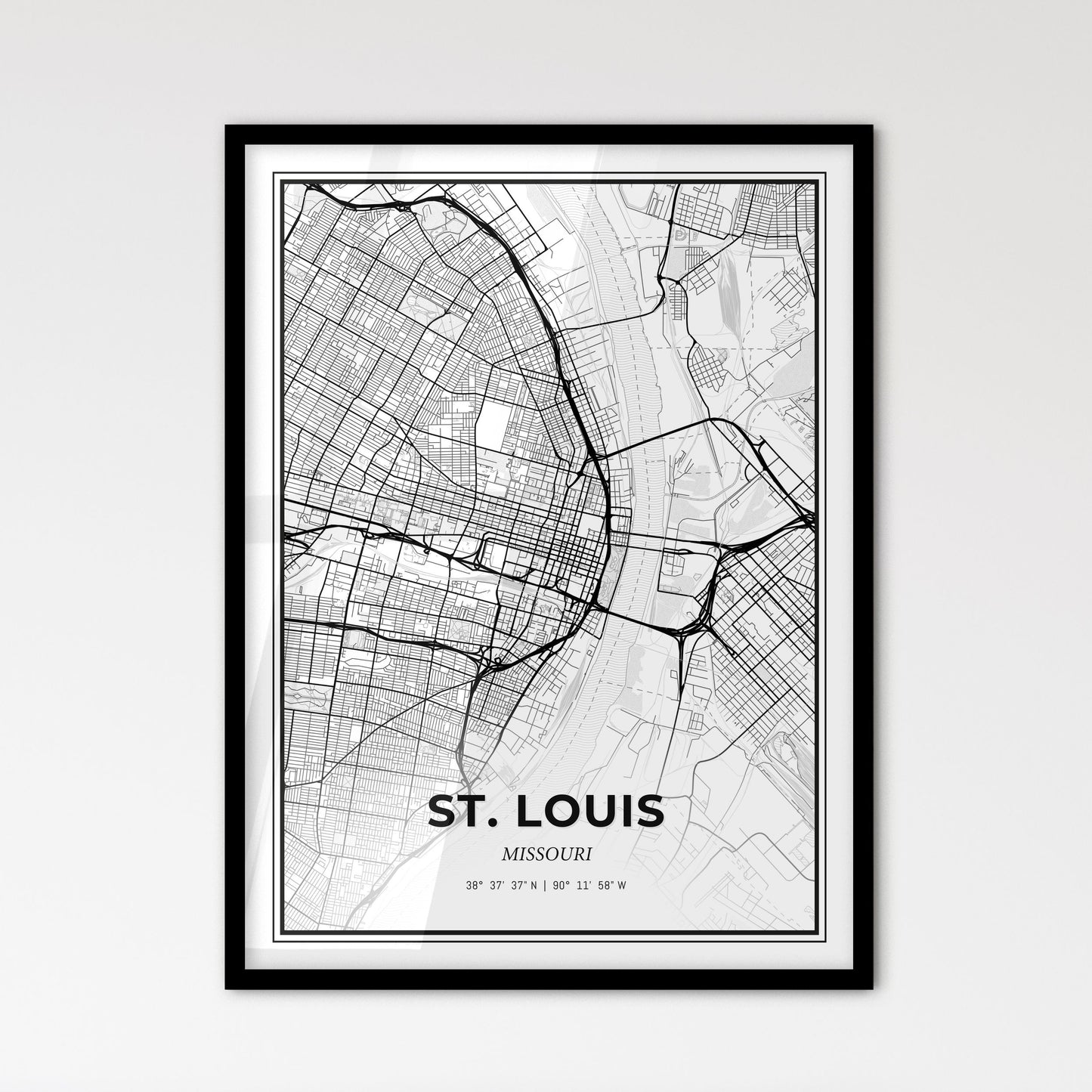 St. Louis Missouri - Scandinavian Style City Map for Modern Home Decor