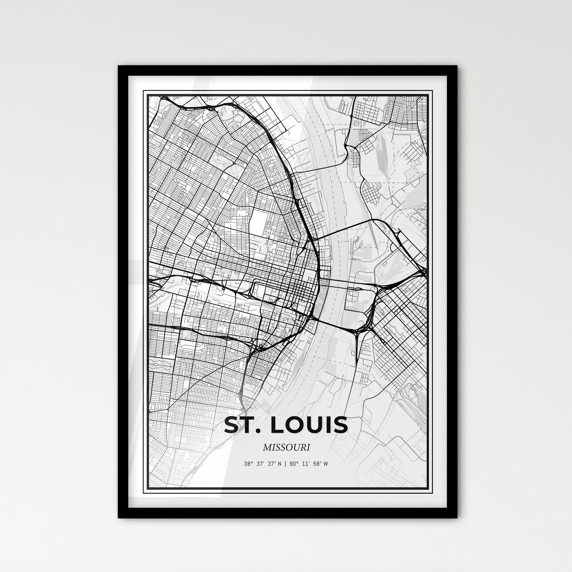 St. Louis Missouri - Scandinavian Style City Map for Modern Home Decor