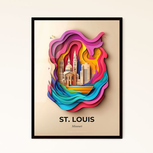 Vivid St. Louis, Missouri - a paper cut of a city with a clock tower