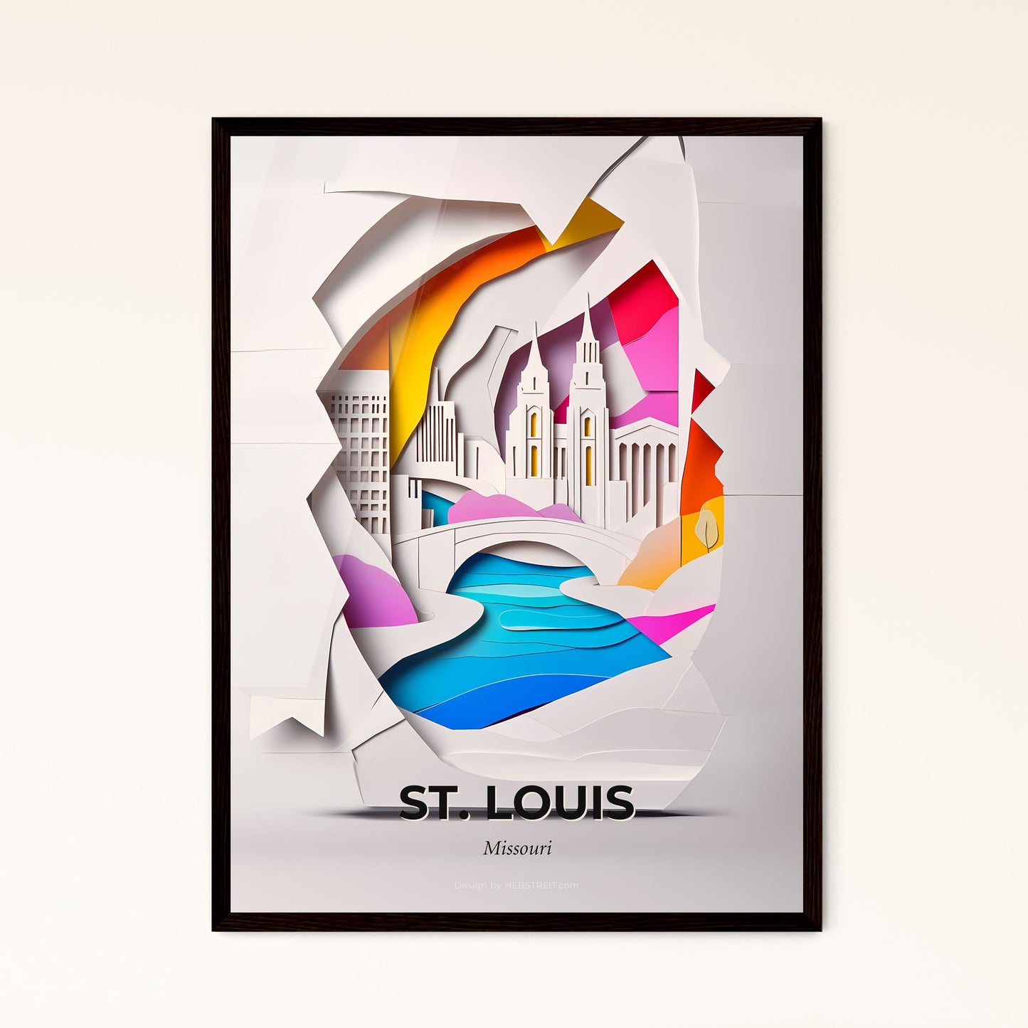 Vivid St. Louis, Missouri - a paper cut of a city with a river