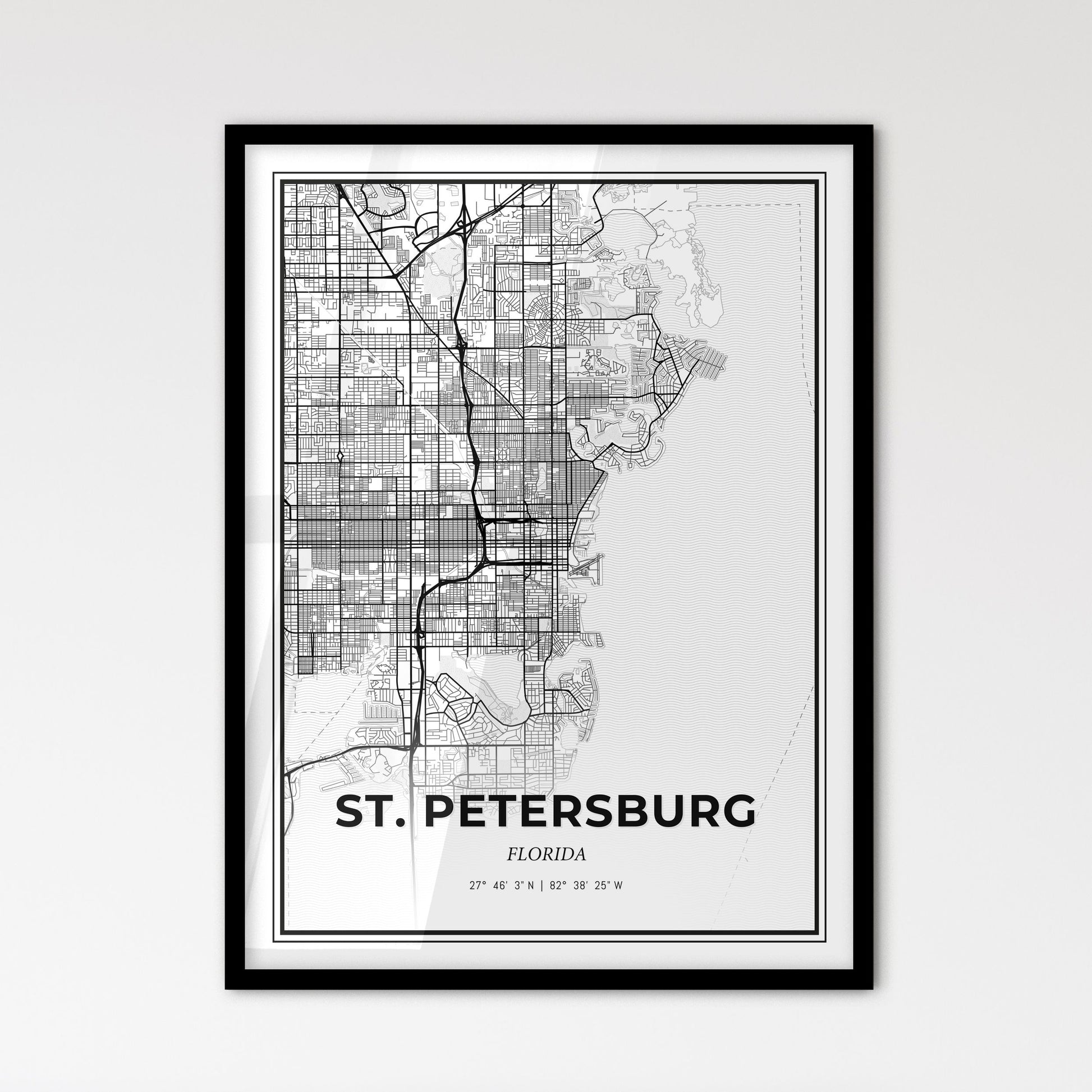 St. Petersburg Florida - Scandinavian Style City Map for Modern Home Decor