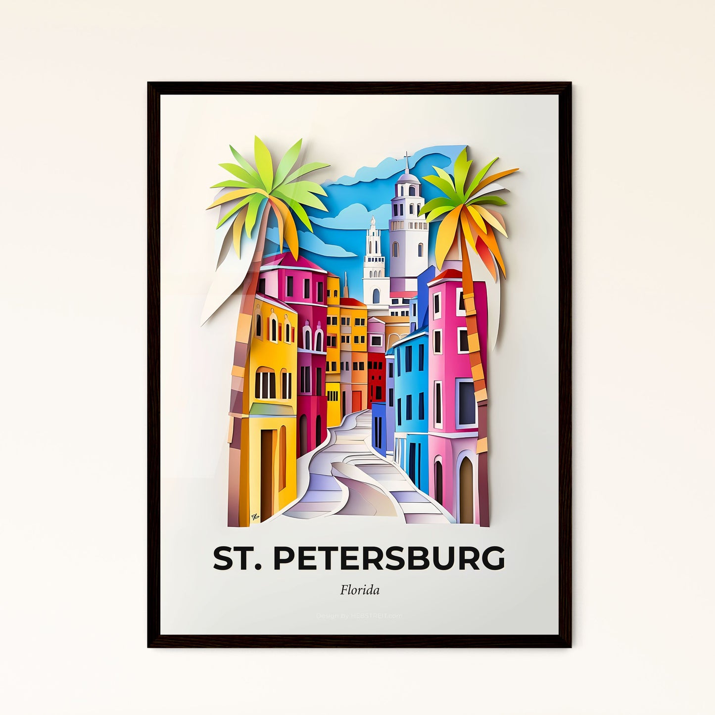 Vivid St. Petersburg, Florida - a paper cut of a city with a bridge