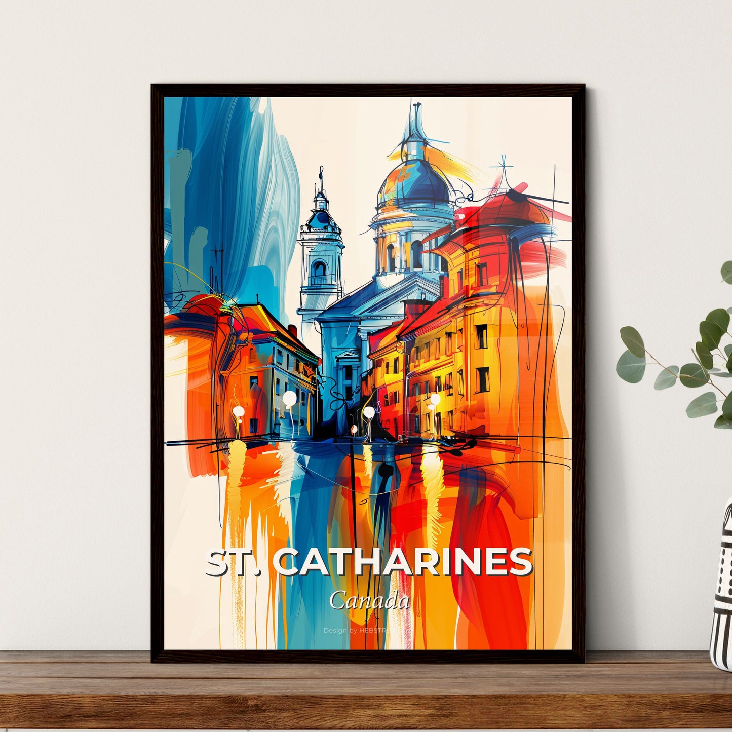 Vibrant St. Catharines, Canada - A Colorful Drawing Of Buildings