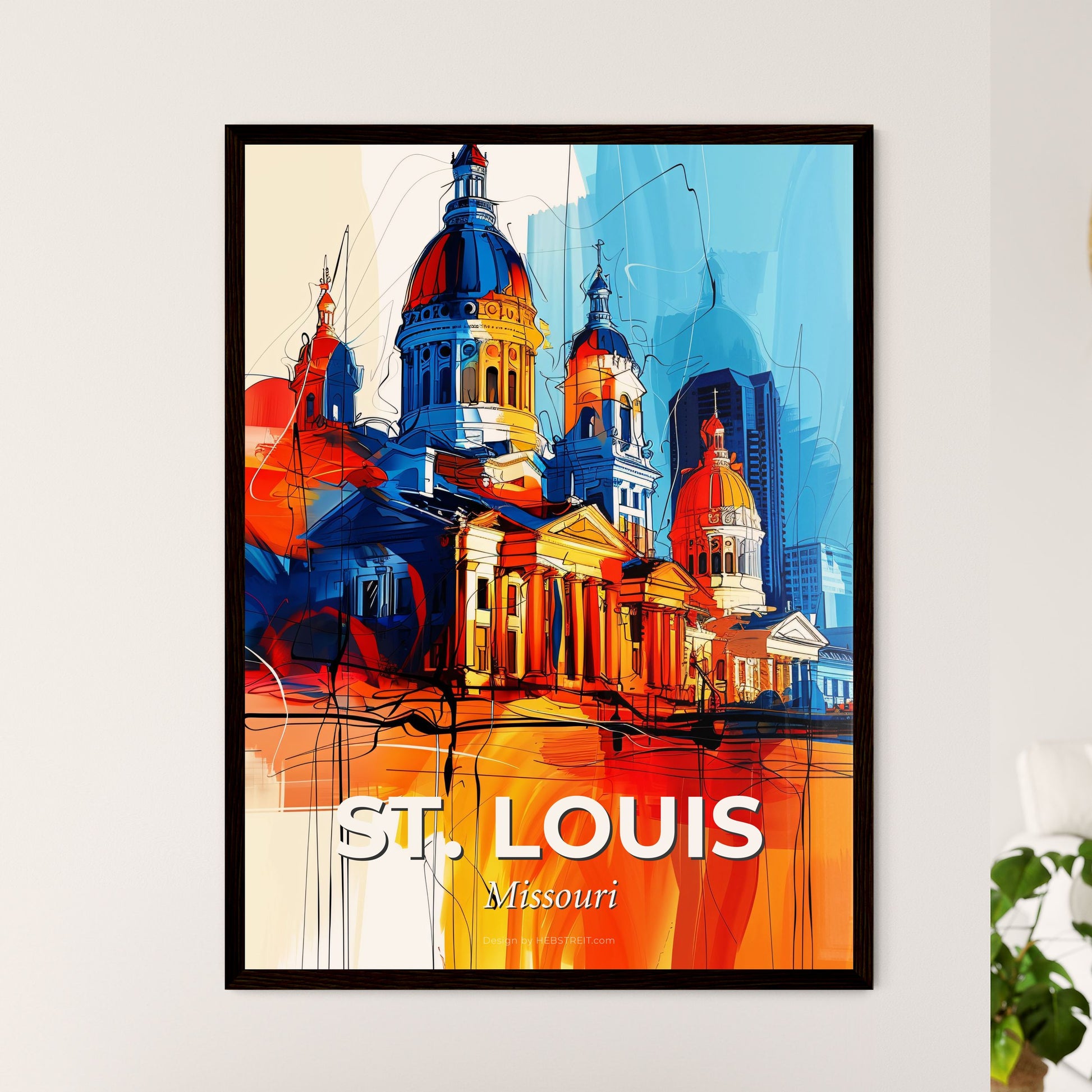 Vibrant St. Louis, Missouri - A Colorful Painting Of A Building