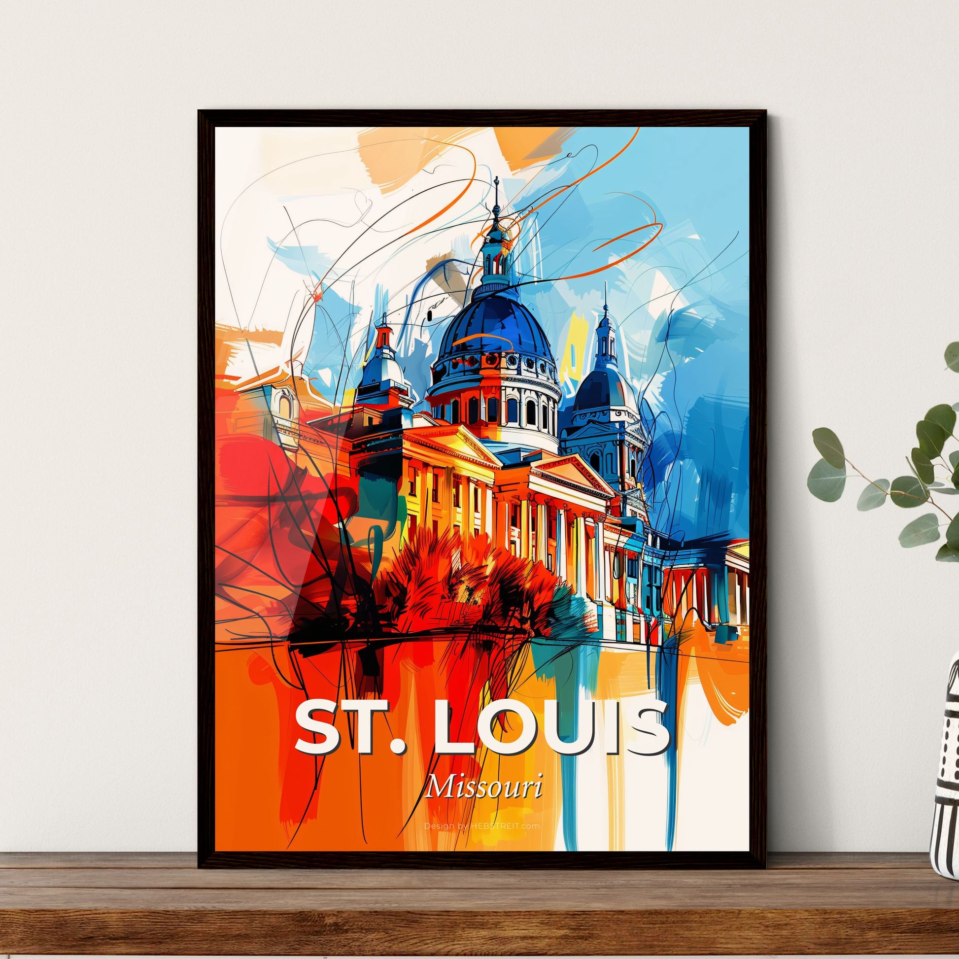 Vibrant St. Louis, Missouri - A Painting Of A Building With A Domed Roof