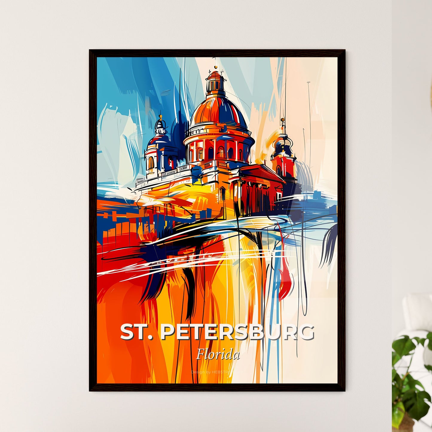 Vibrant St. Petersburg, Florida - A Painting Of A Building With A Dome