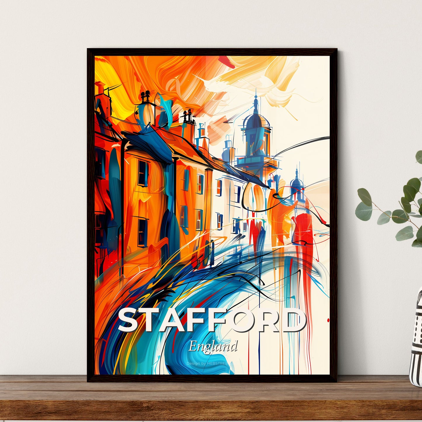 Vibrant Stafford, England - A Painting Of A Building