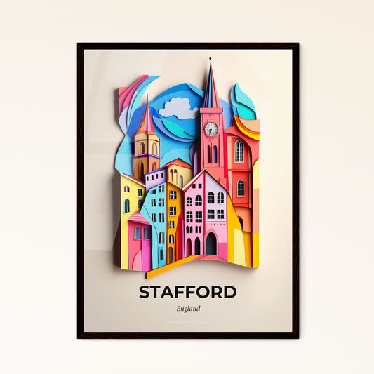 Vivid Stafford, England - a colorful city with a clock on the top of it