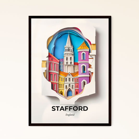 Vivid Stafford, England - a paper cut of a city with a clock tower