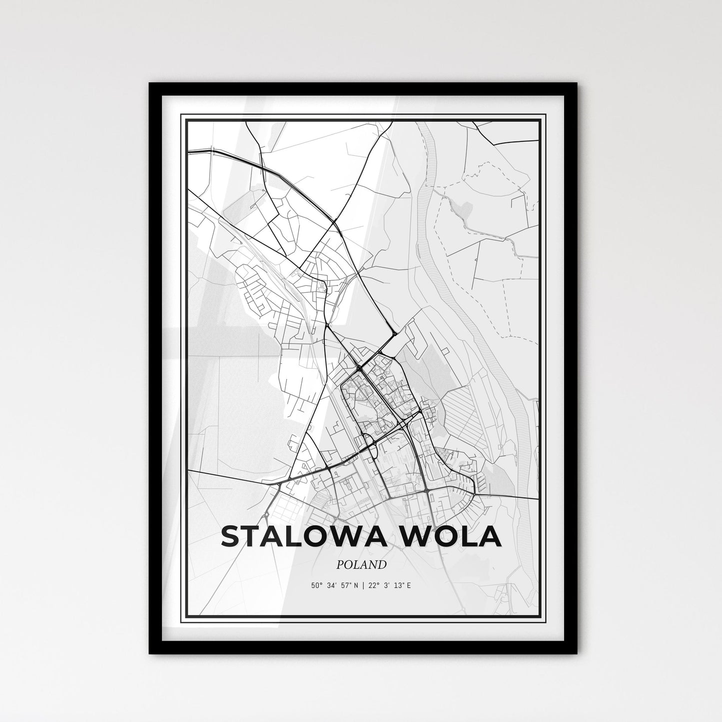 Stalowa Wola Poland - Scandinavian Style City Map for Modern Home Decor