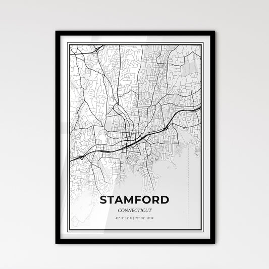 Stamford Connecticut - Scandinavian Style City Map for Modern Home Decor