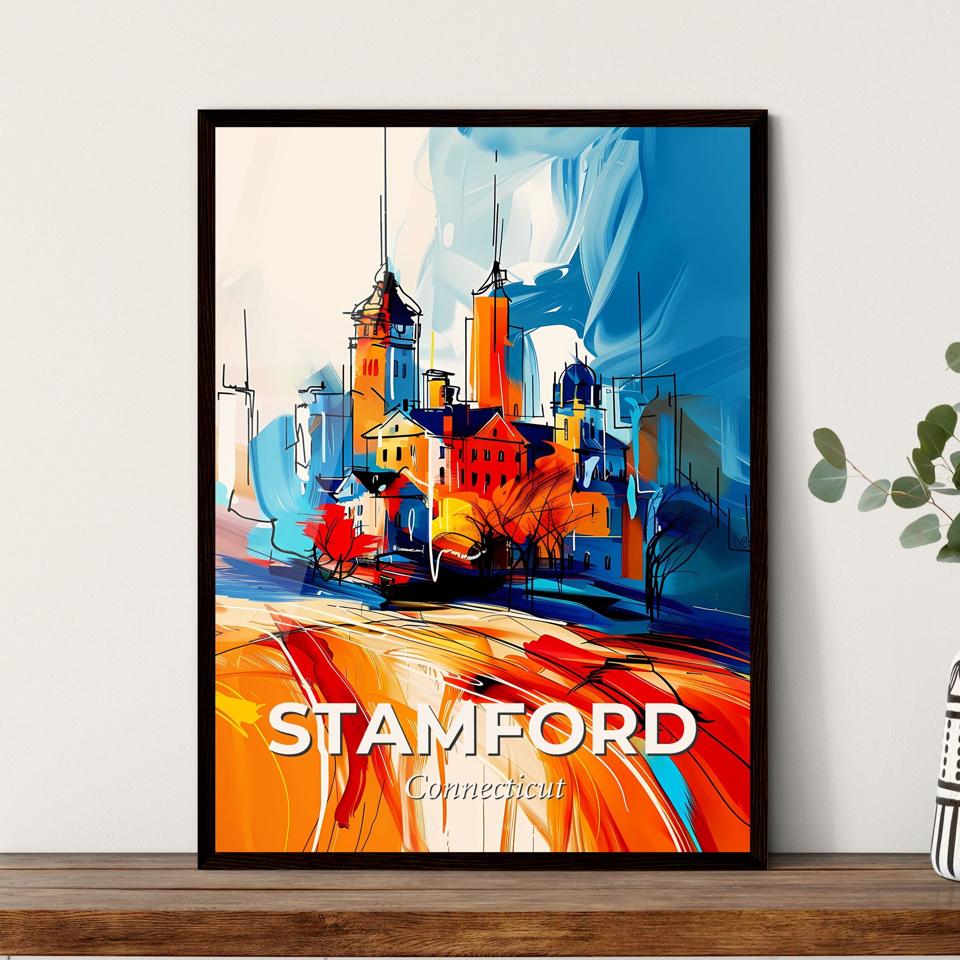 Vibrant Stamford, Connecticut - A Painting Of A City