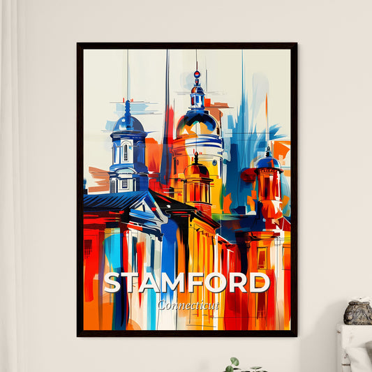 Vibrant Stamford, Connecticut - A Colorful Painting Of Buildings