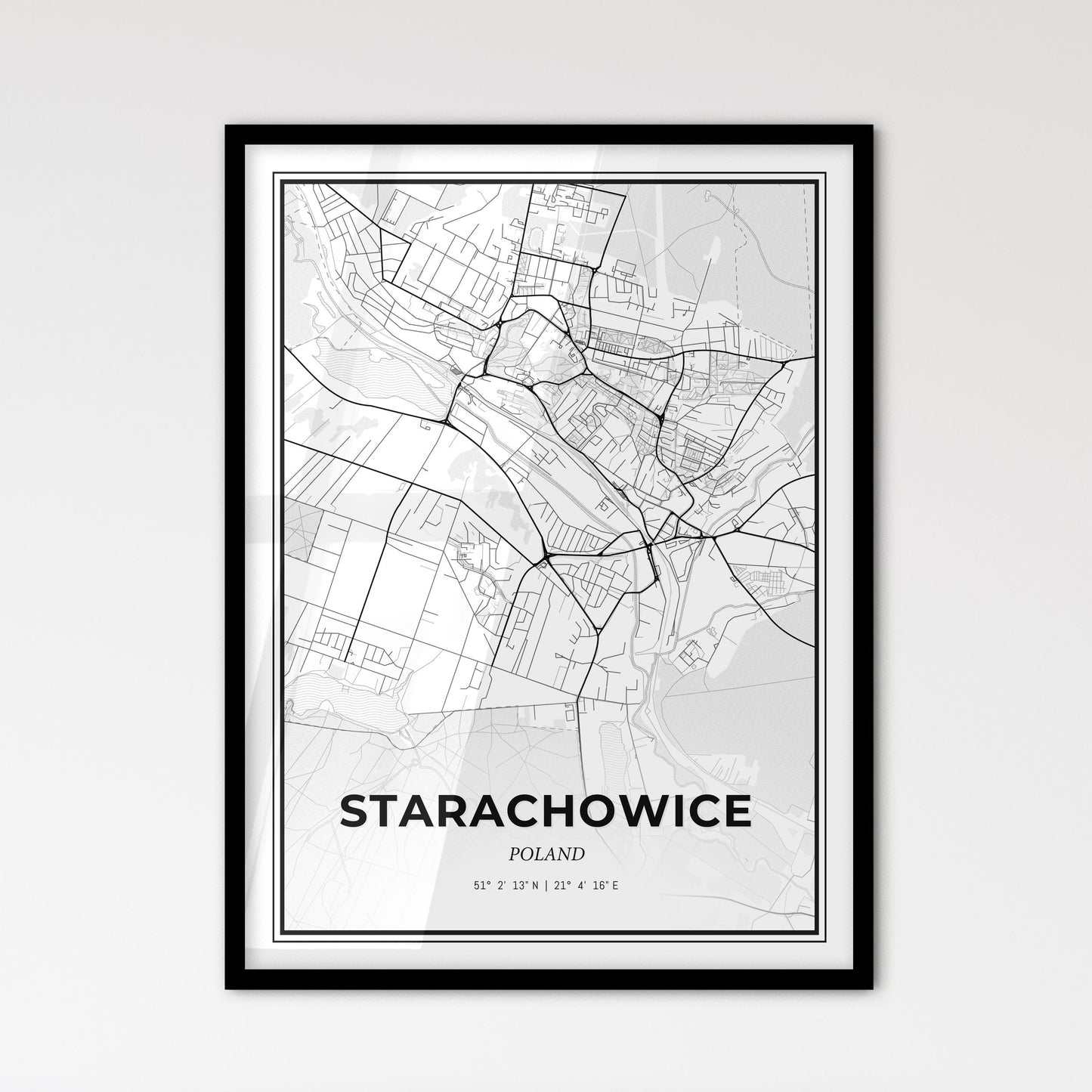 Starachowice Poland - Scandinavian Style City Map for Modern Home Decor