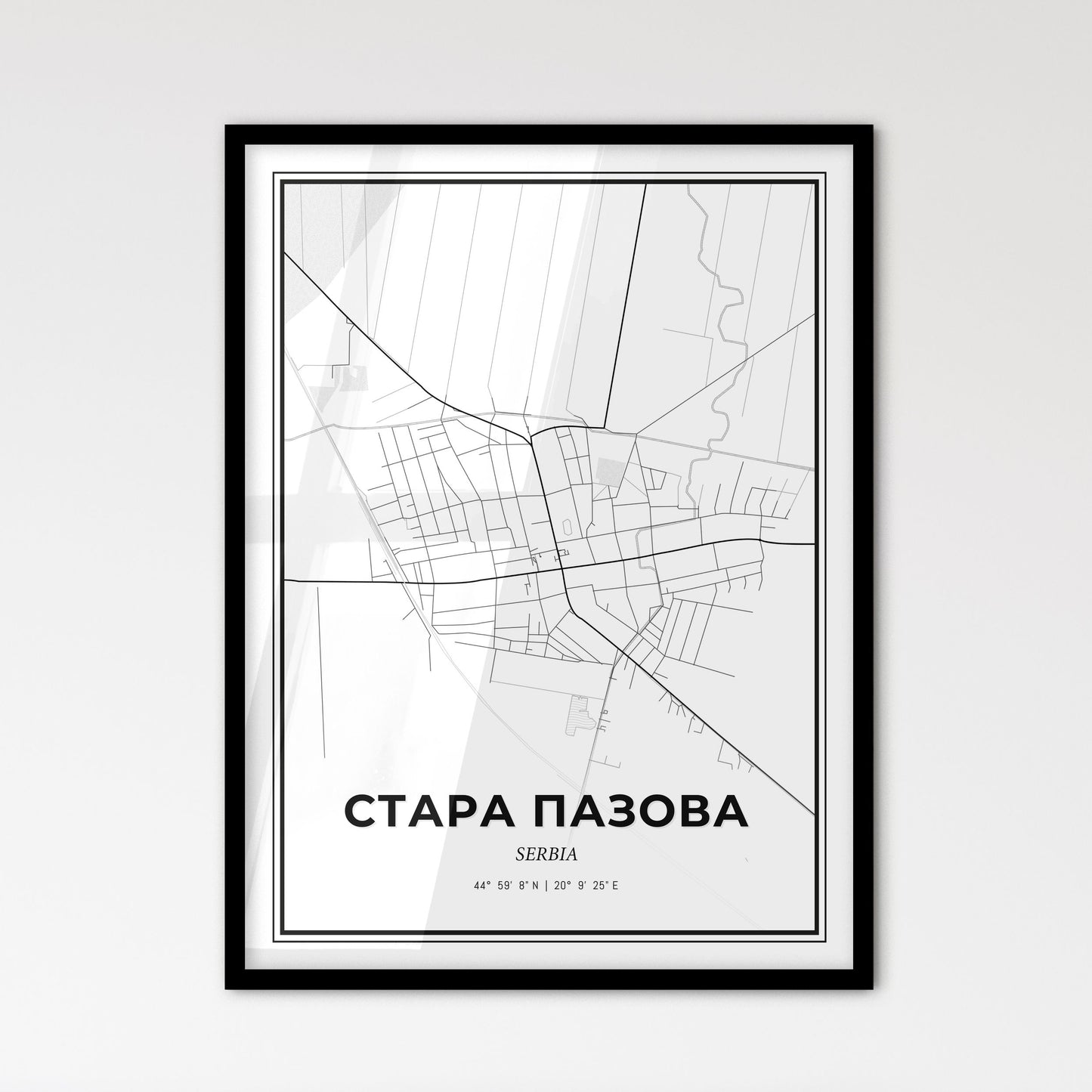 Stara Pazova Serbia - Scandinavian Style City Map for Modern Home Decor