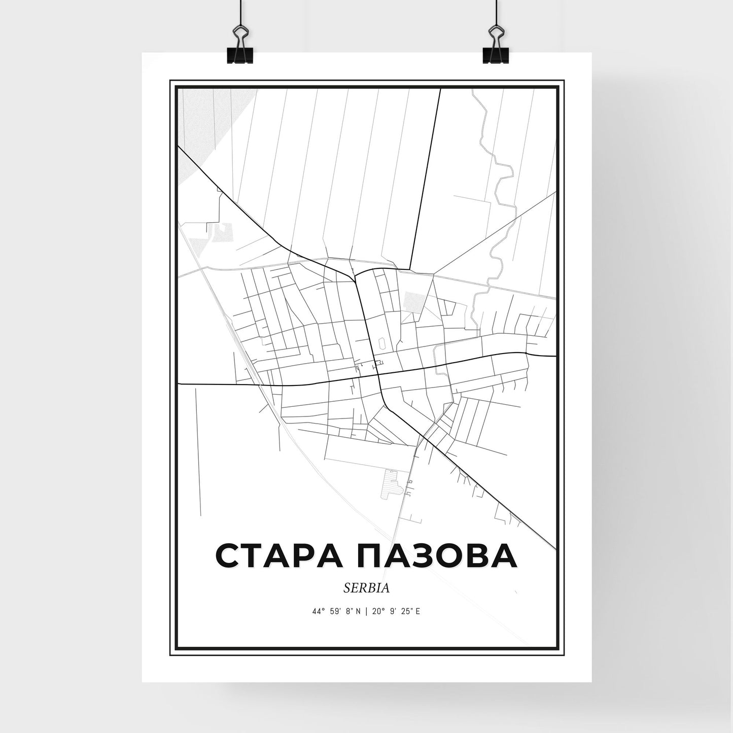 Stara Pazova Serbia - Premium City Map Poster