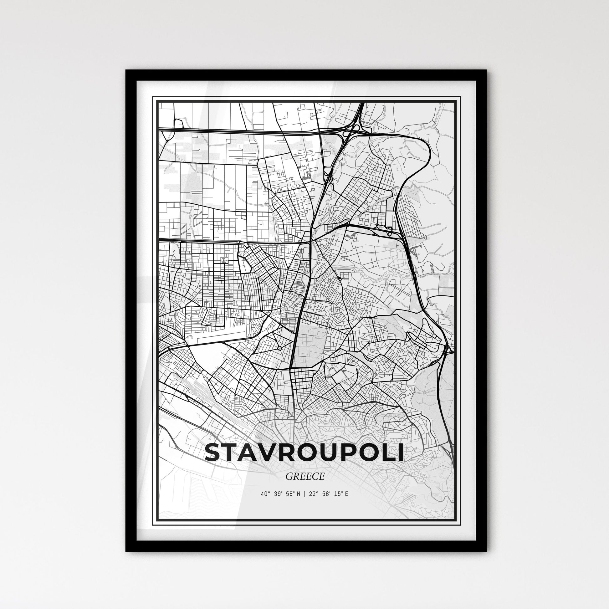 Stavroupoli Greece - Scandinavian Style City Map for Modern Home Decor