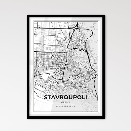 Stavroupoli Greece - Scandinavian Style City Map for Modern Home Decor