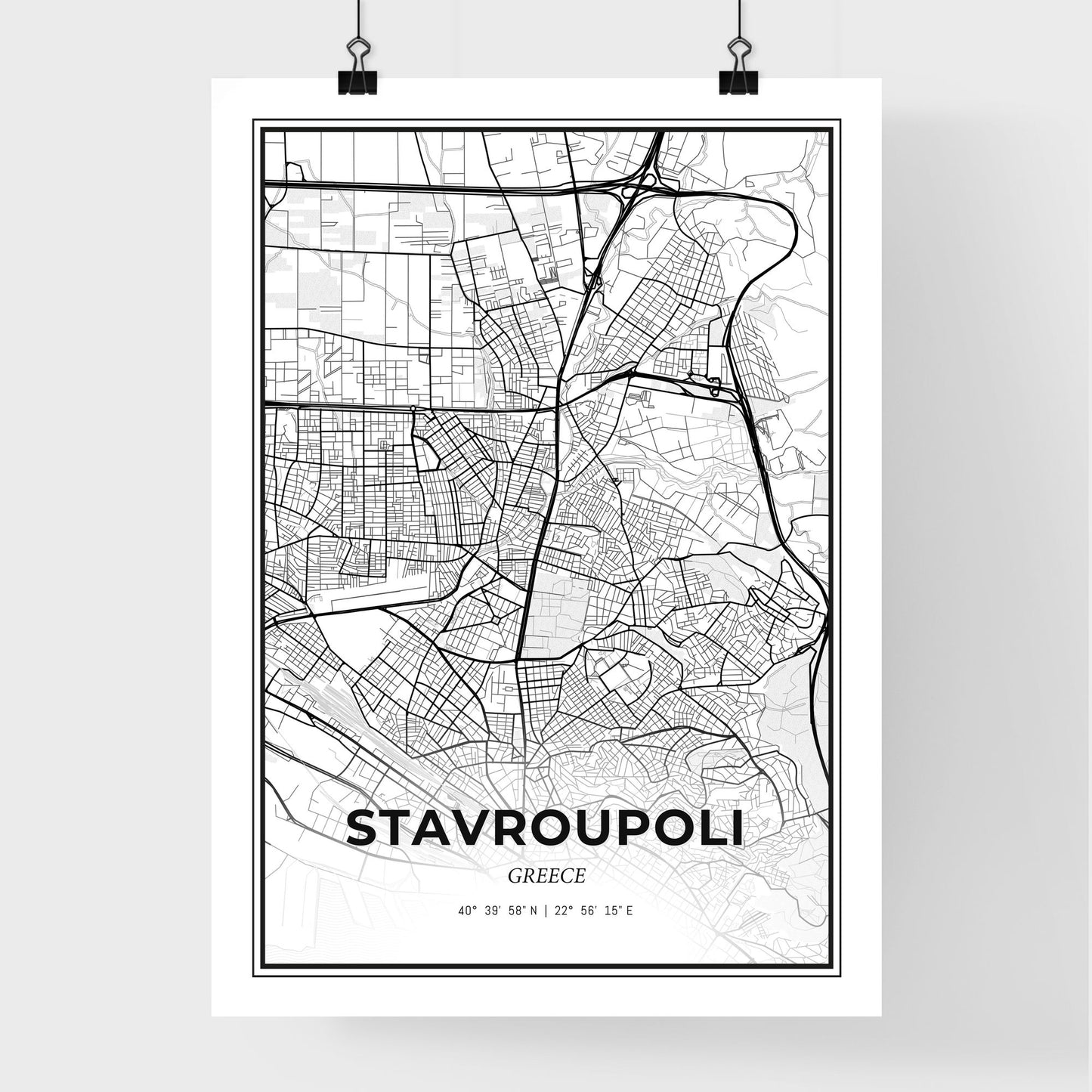 Stavroupoli Greece - Premium City Map Poster