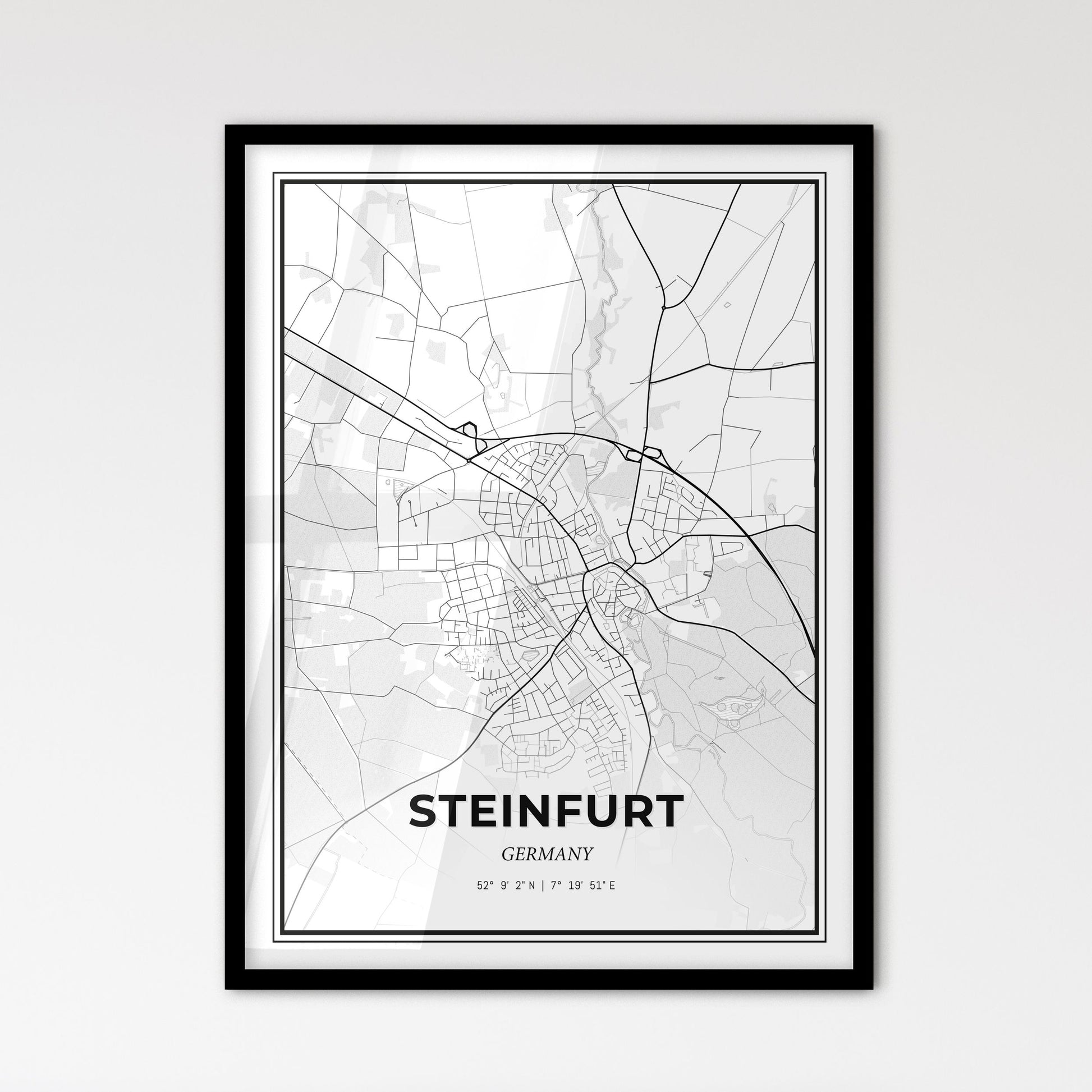 Steinfurt Germany - Scandinavian Style City Map for Modern Home Decor