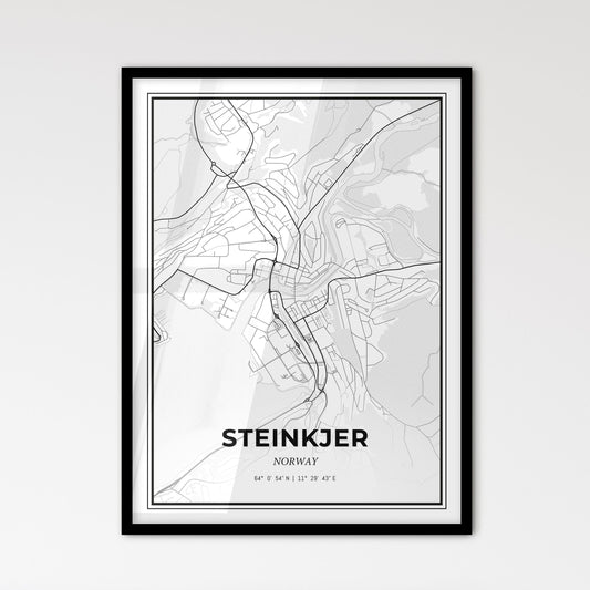 Steinkjer Norway - Scandinavian Style City Map for Modern Home Decor