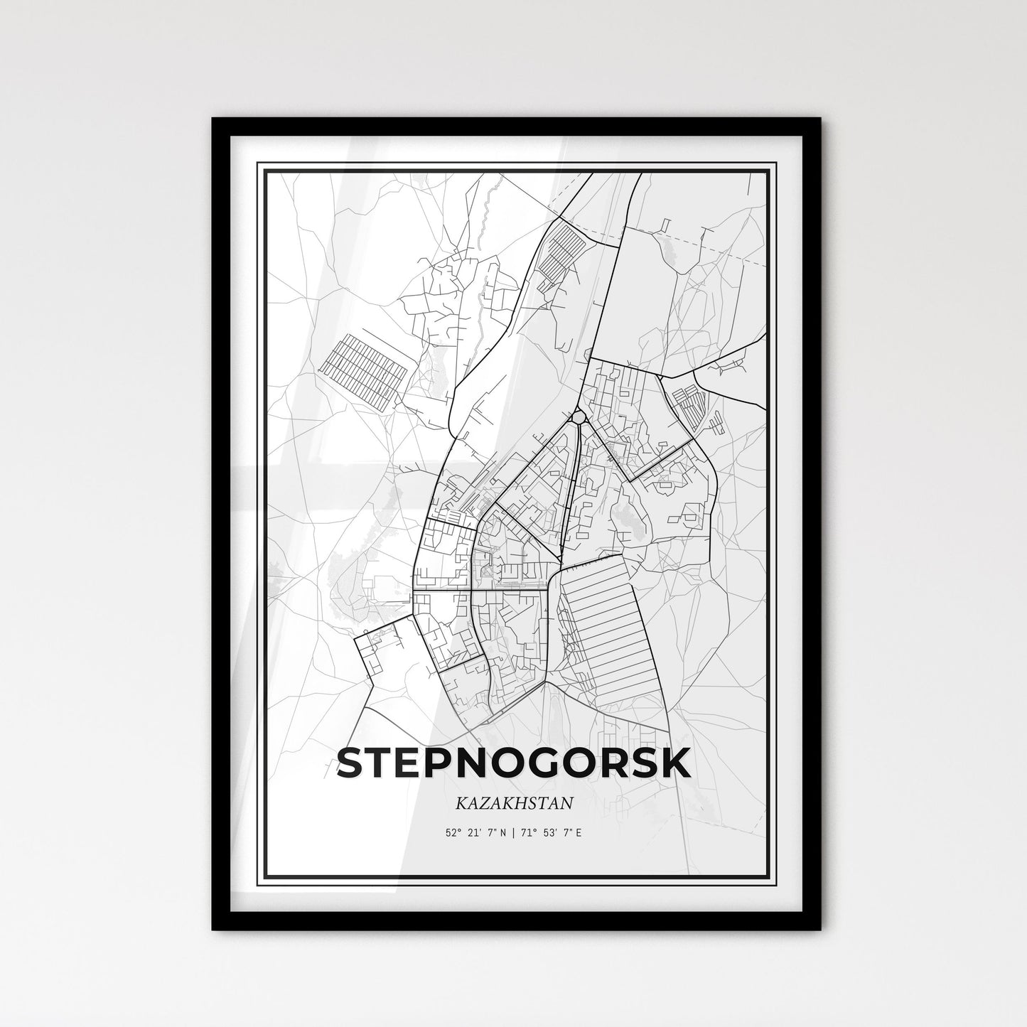 Stepnogorsk Kazakhstan - Scandinavian Style City Map for Modern Home Decor