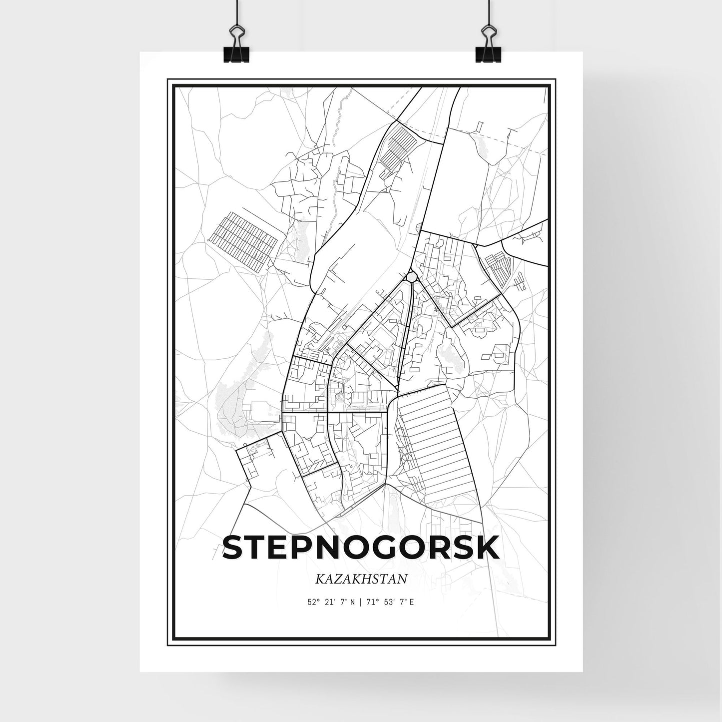 Stepnogorsk Kazakhstan - Premium City Map Poster