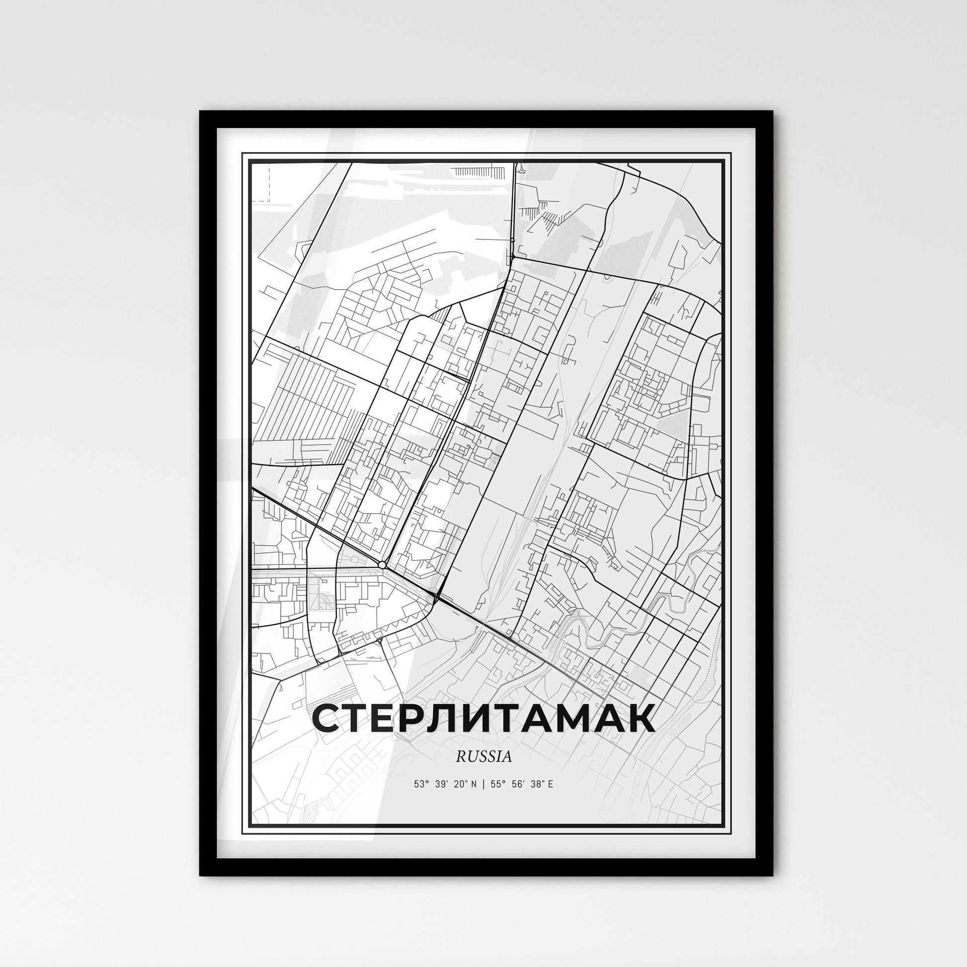 Sterlitamak Russia - Scandinavian Style City Map for Modern Home Decor