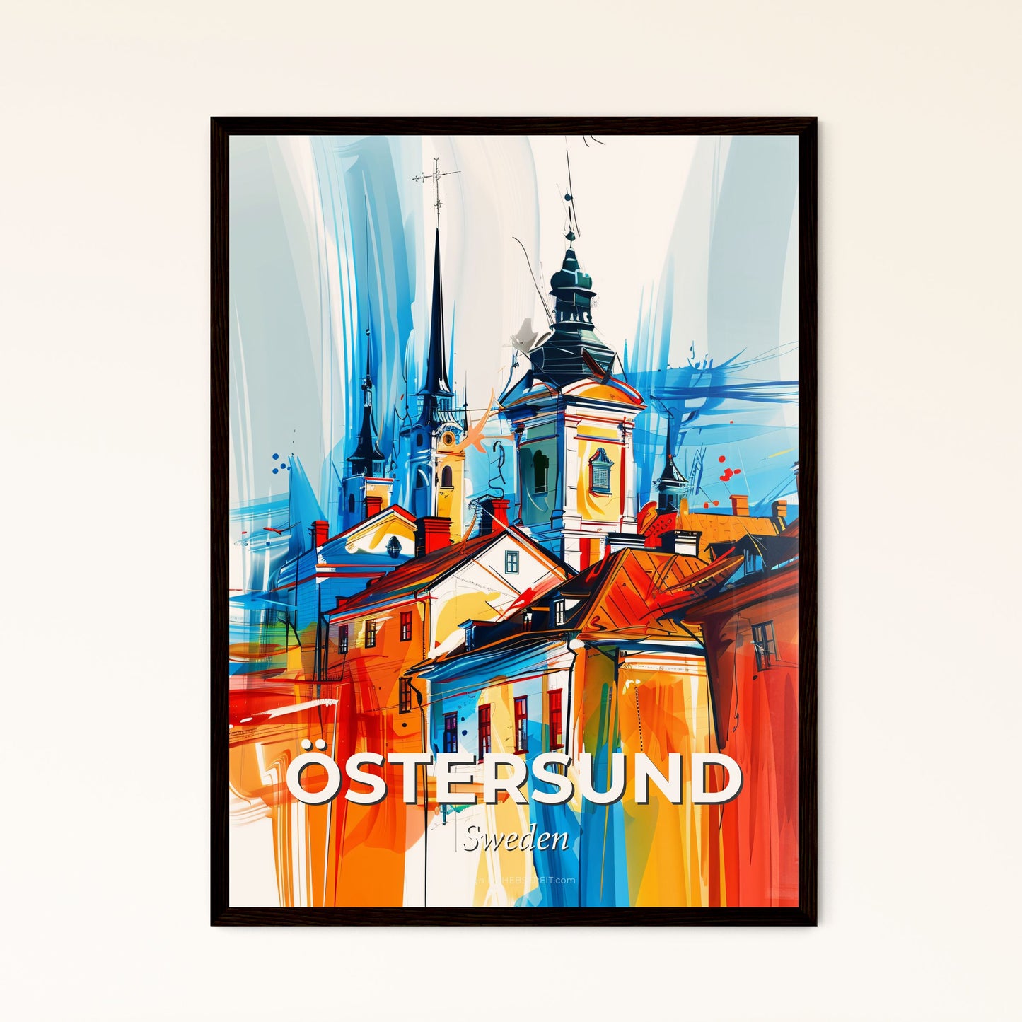 Vibrant Östersund, Sweden - A Colorful Painting Of A Building