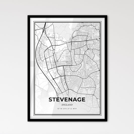 Stevenage England - Scandinavian Style City Map for Modern Home Decor