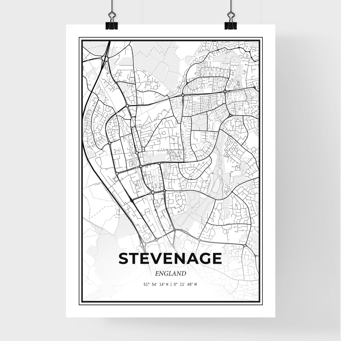 Stevenage England - Premium City Map Poster