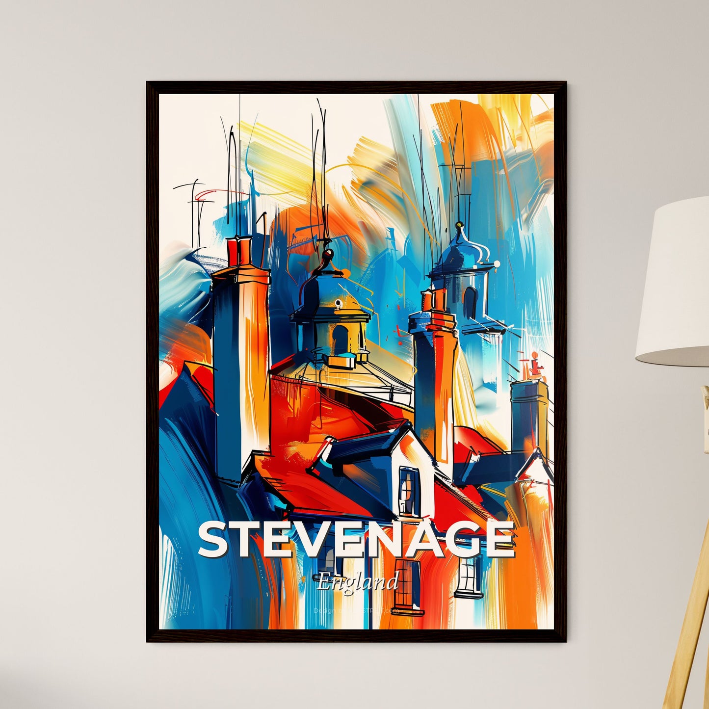 Vibrant Stevenage, England - A Painting Of A Building