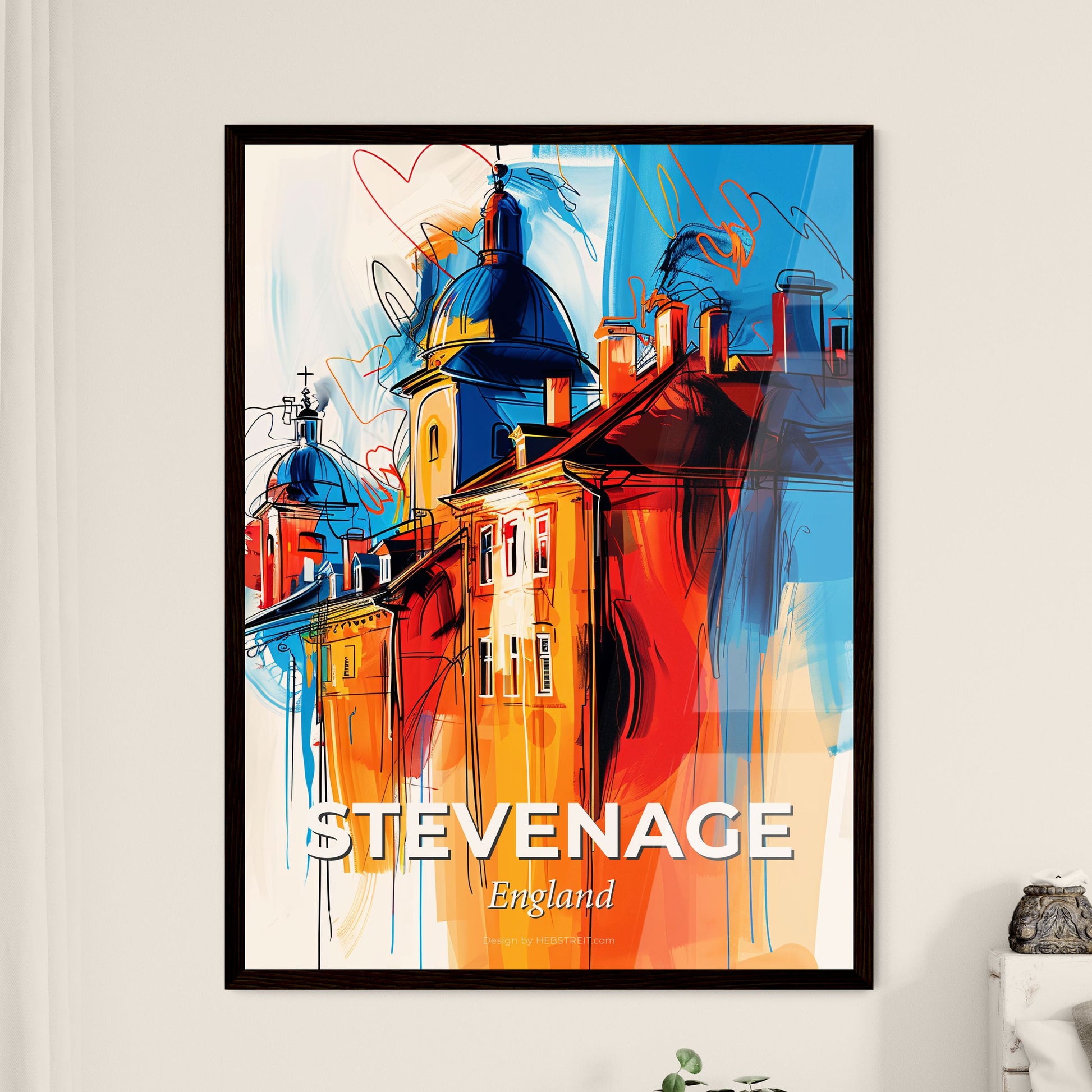 Vibrant Stevenage, England - A Painting Of A Building