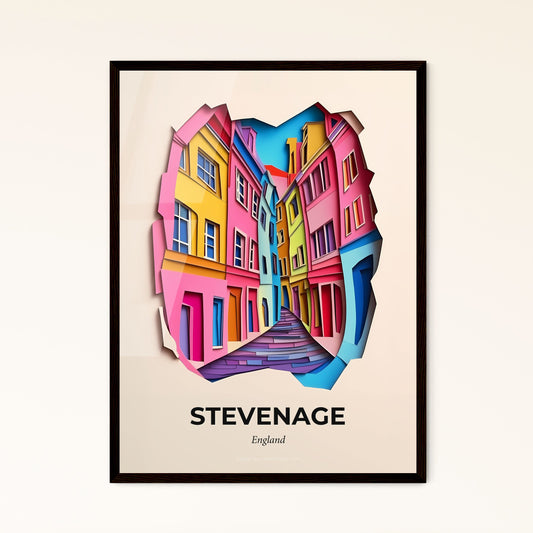 Vivid Stevenage, England - a cut out of paper of a city street