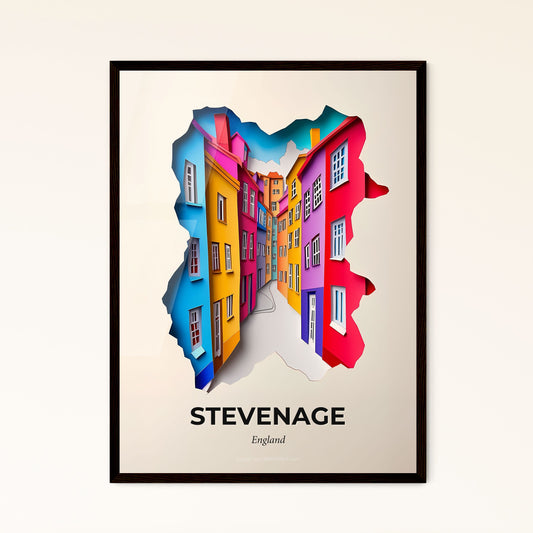 Vivid Stevenage, England - a cut out of a paper of a city