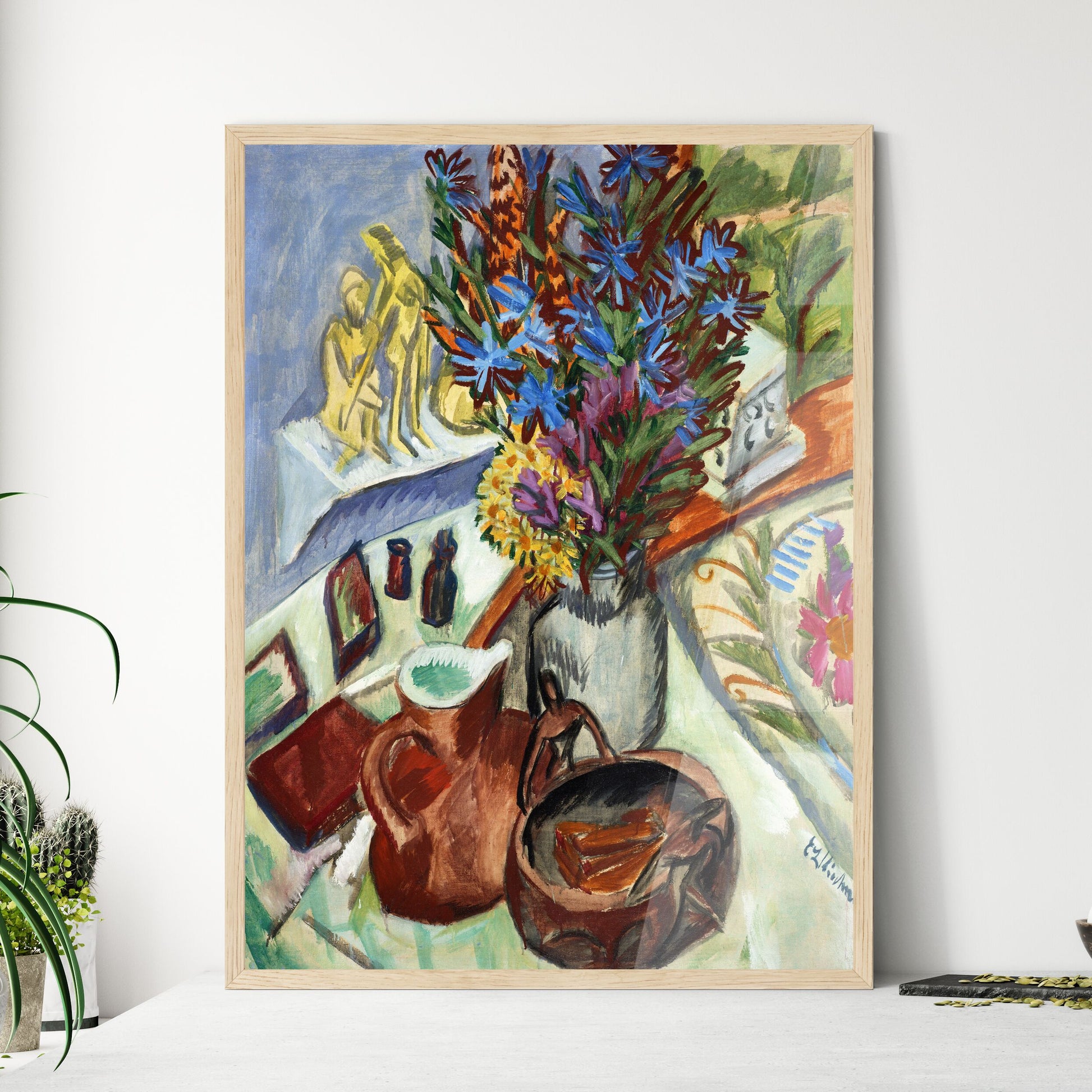 Still Life with Jug and African Bowl – Ernst Ludwig Kirchner Framed Art Print