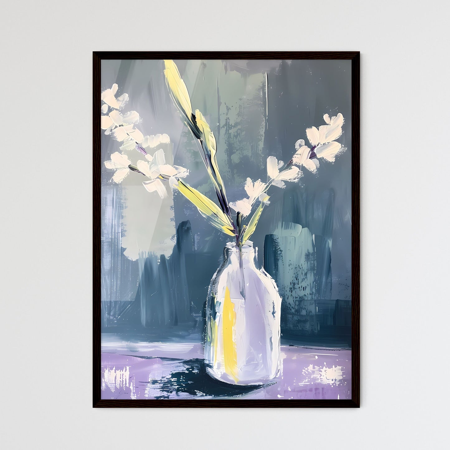 Merimeko-style acrylic painting still life a - Framed Art Print